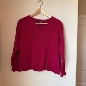 Eileen Organic Cotton Cord Jersey V-Neck Sweater Top Size XXS